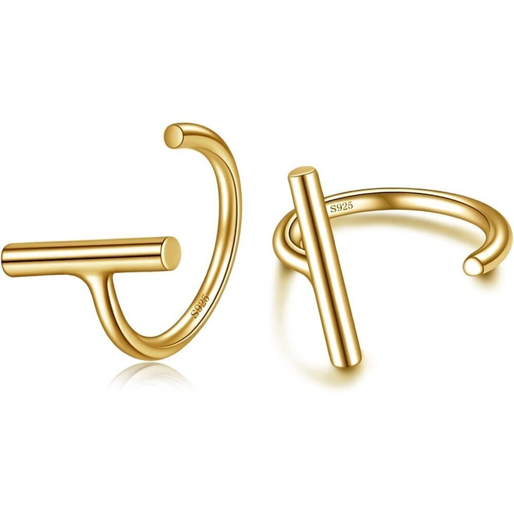 Sterling Gold Half Hoop Earrings Small Huggie Cartilage Studs for Women's